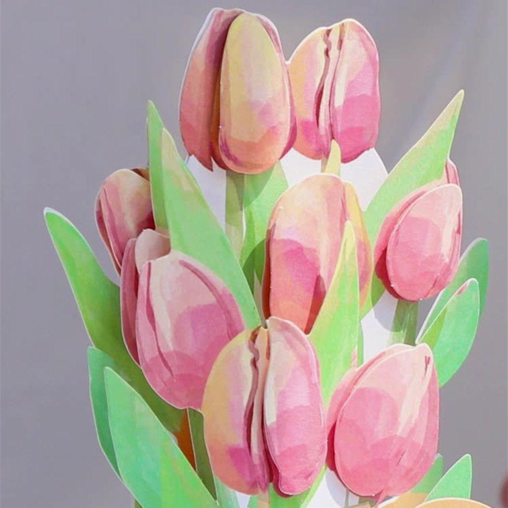 Kartu Ucapan Handmade Desain Bunga Tulip 3D Untuk Hari Ibu