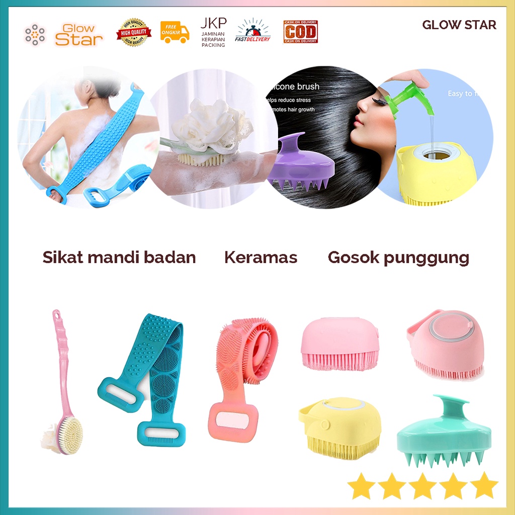 Alat Bantu Mandi Sikat Gosok Punggung Penggosok Badan / Tangan Keramas Bath brush Rambut Pembersih