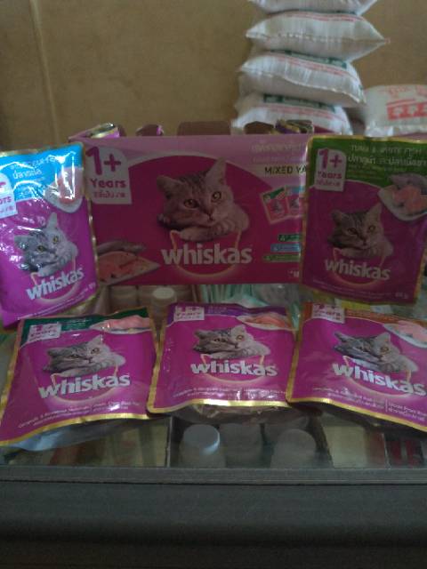 WHISKAS POUCH SACHET 85G/80G 1+ dan WHISKAS JUNIOR TUNA WET CAT FOOD untuk anak kucing