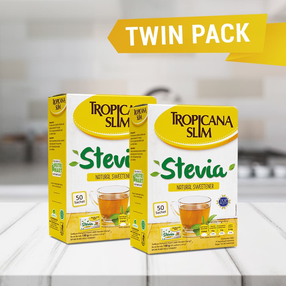 

PROMO TWIN PACK (2 PCS) - TROPICANA SLIM STEVIA 50 SACHET TERMURAH