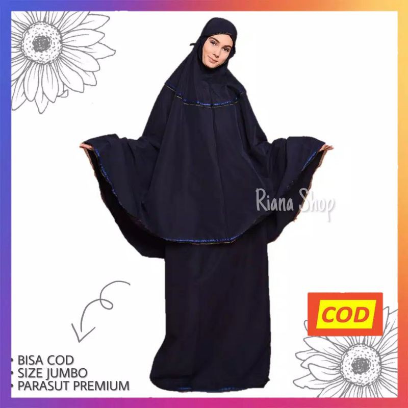 Raszi Official Mukena Dewasa Parasut Travel Hitam