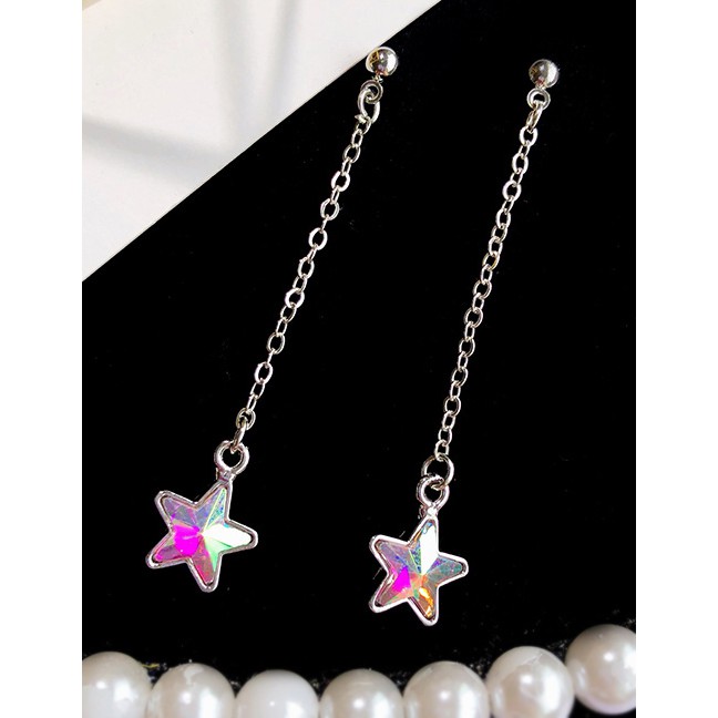 LRC Anting Tusuk Fashion Color Star Shape Decorated Long F03117