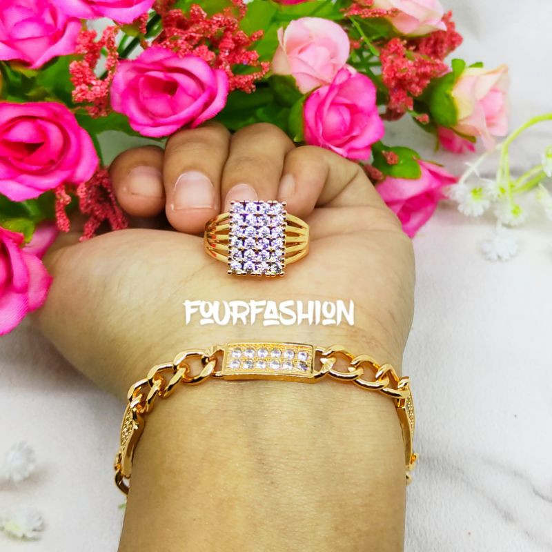 Fourfashion gelang+cincin permata cantik