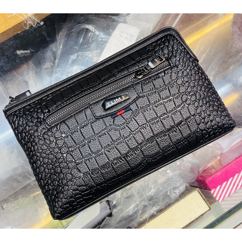 Clutch Tumi Premium Mirror Kulit Tas tangan Pria/Wanita Import quality