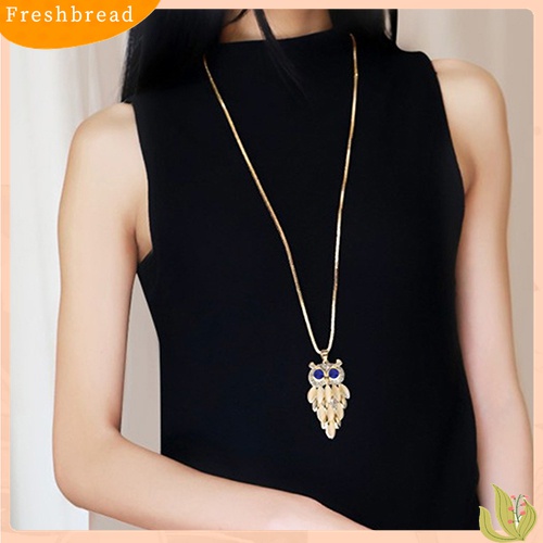 [TERLARIS]Women's Lovely Owl Pendant Rhinestone Long Sweater Box Chain Necklace Jewelry