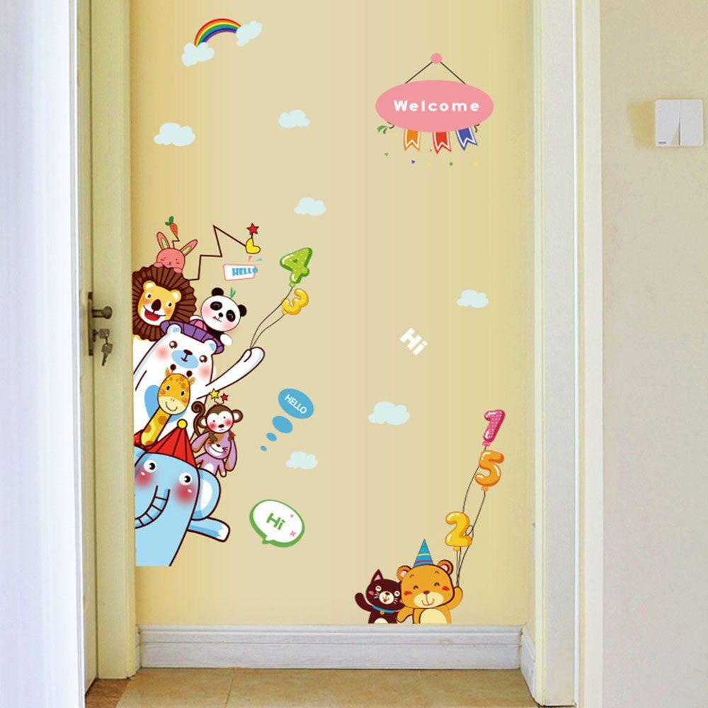 Nanas Pintu Decals DIY Dekorasi Rumah Lemari Menghiasi Nursery Ornamen Motif Kartun Hewan