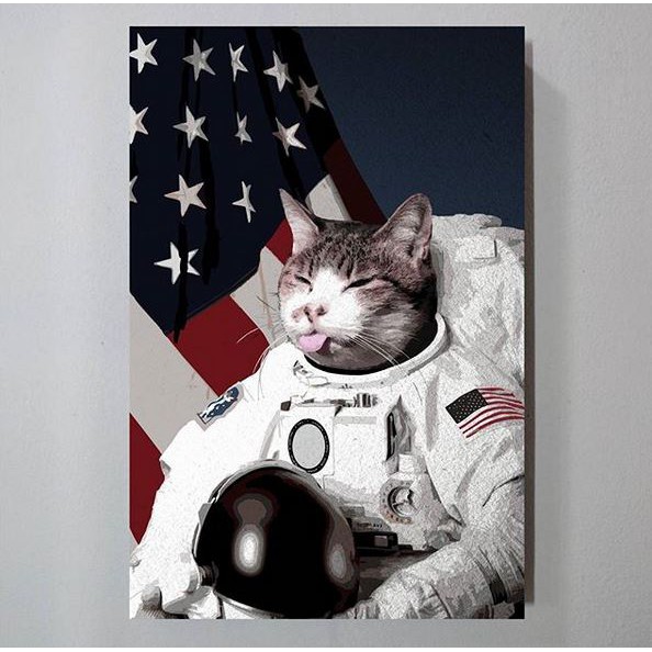 Poster Kayu / Wall Art /Hiasan Dinding - Astro Cat