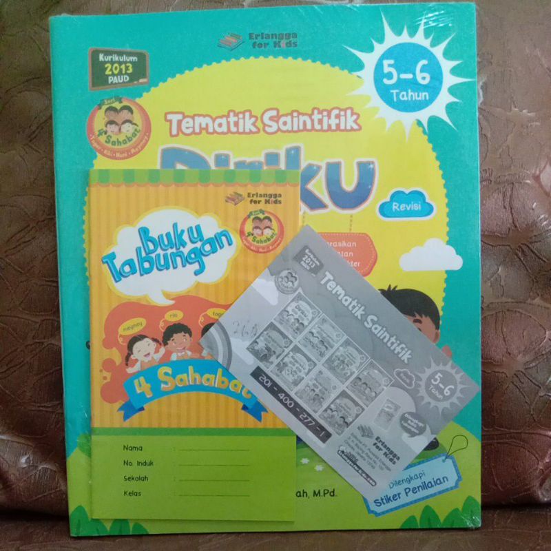 BUKU PAKET 8 BUKU ERLANGGA FOR KIDS TEMATIK SAINTIFIK USIA 5-6 TAHUN K13 PAUD