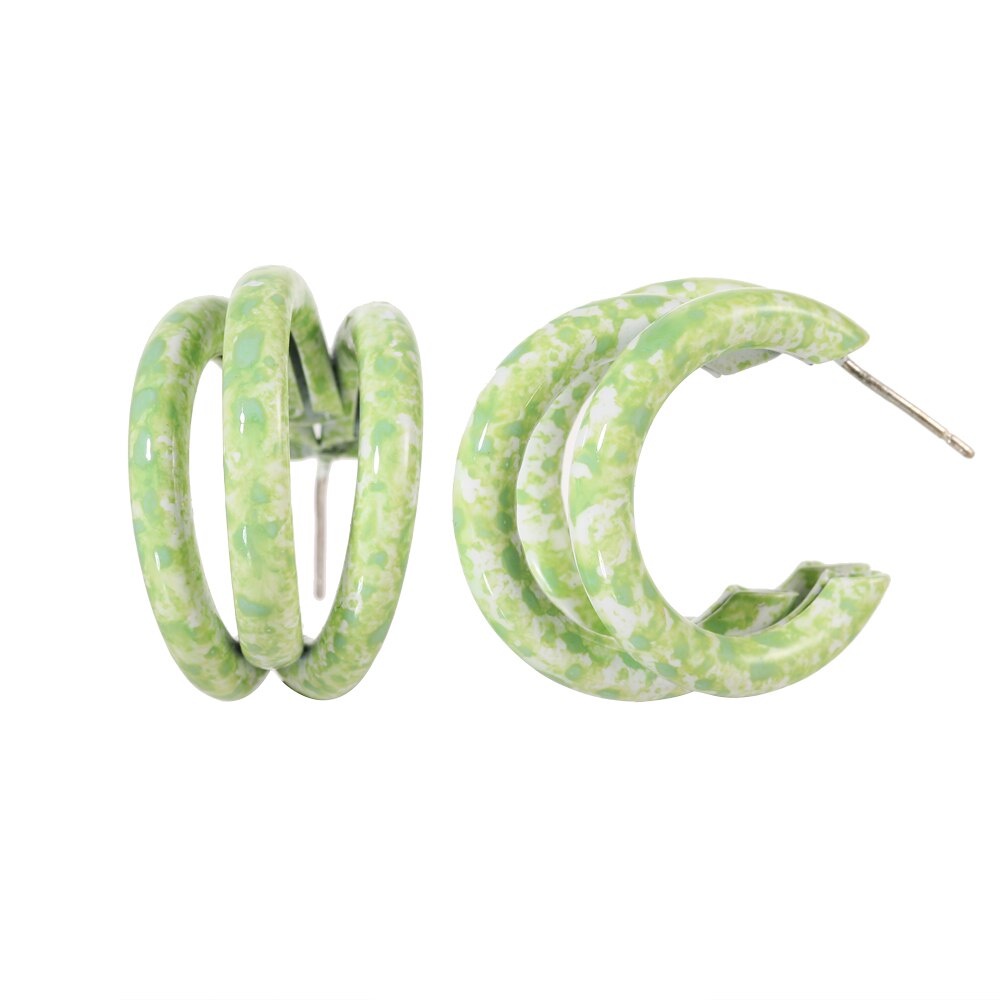 Three-layer three-dimensional snowflake C-shaped earrings macaron color personality simple earrings earrings