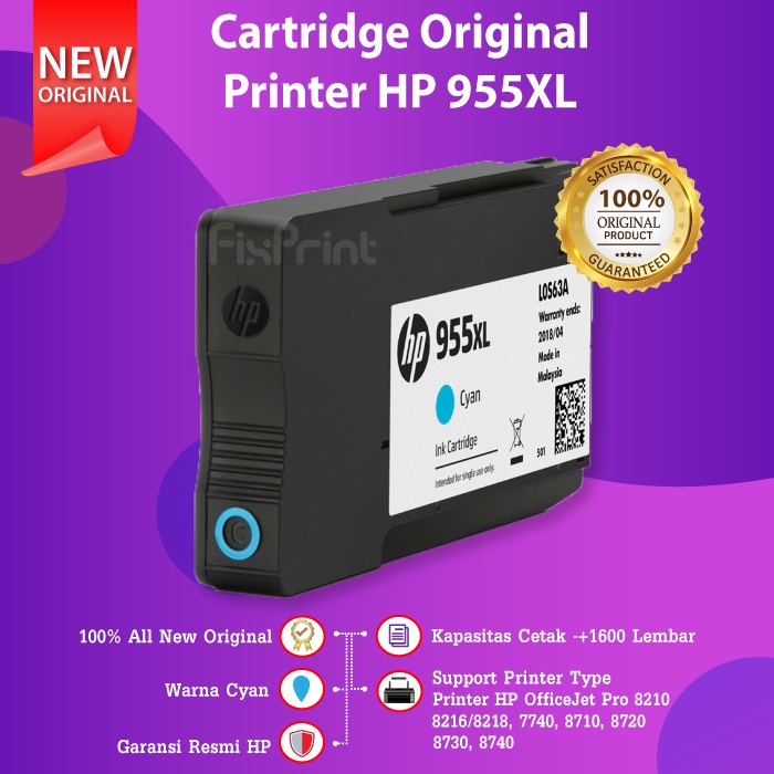 Cartridge Original HP 955XL 955 XL Tinta Printer 8210 8216 7740 8720