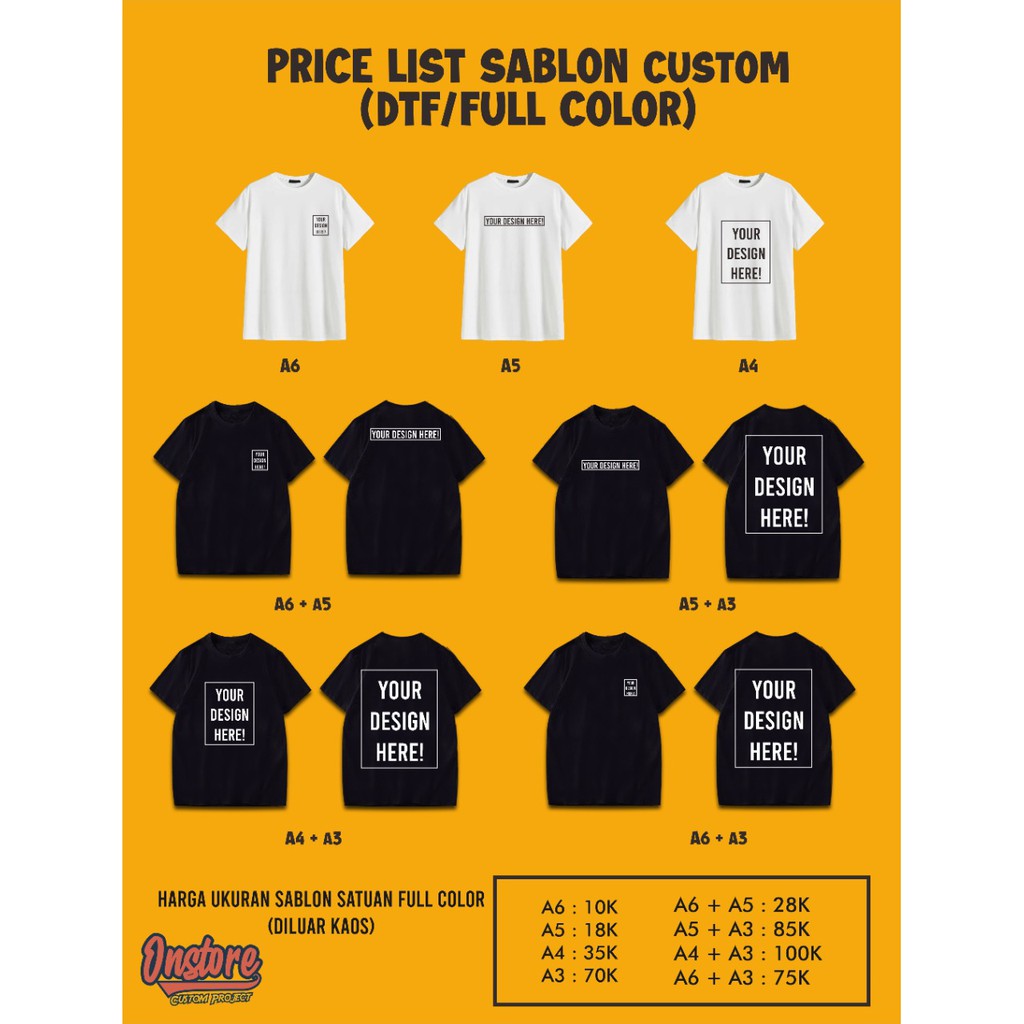 CUSTOM KAOS SABLON DTF / FULL COLOUR + FREE DESIGN