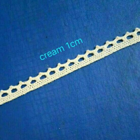 

Renda rajut cream, putih, hitam1cm, roll 200yard.