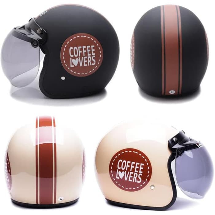 HELM BOGO - HELM RETRO BOGO - COFFEE LOVER - KACA BOGO HELM BOGO