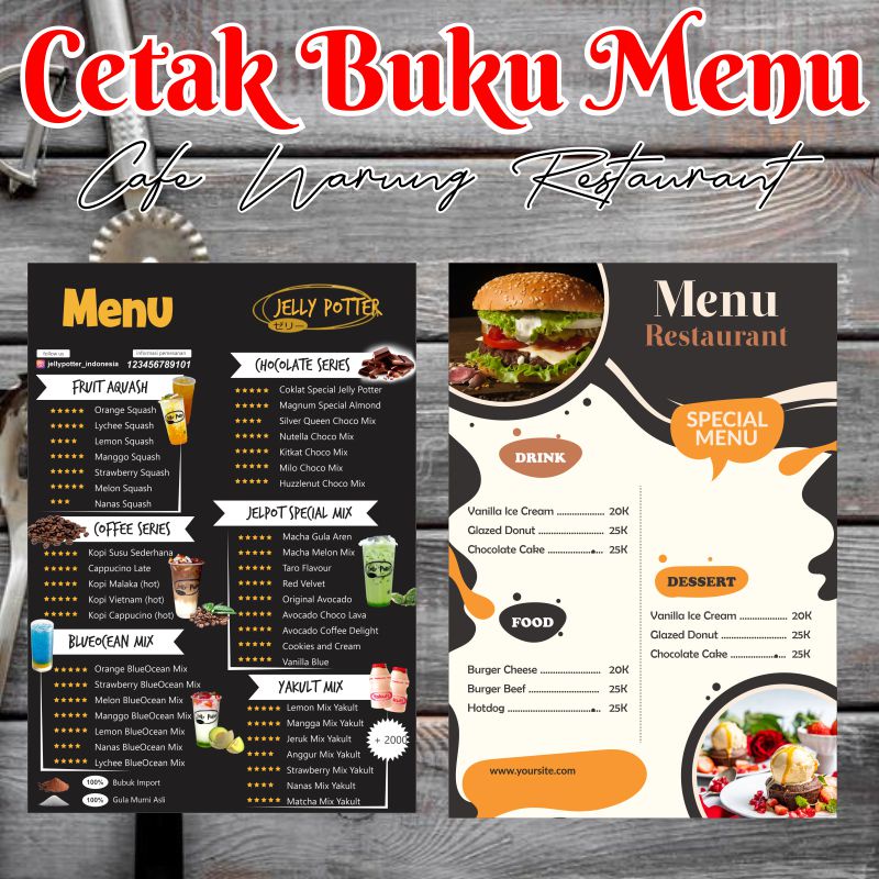 

CETAK BUKU MENU KAFE CUSTOM DESAIN SESUKAMU