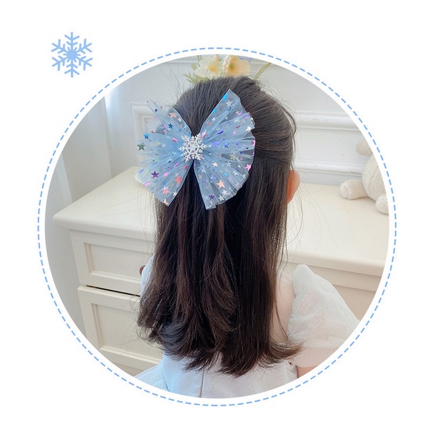 Jepit Rambut Korea Anak Perempuan Motif Pita Frozen 1 Set 5 Pcs Aksesoris jepitan Rambut Lucu bahan import AK120