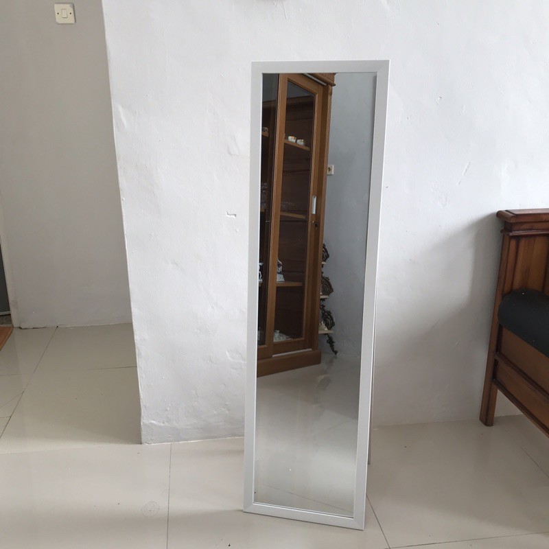 [BANDUNG] 127x35 STANDING MIRROR HARGA EKONOMIS KACA CERMIN BERDIRI FULL BODYl-Putih