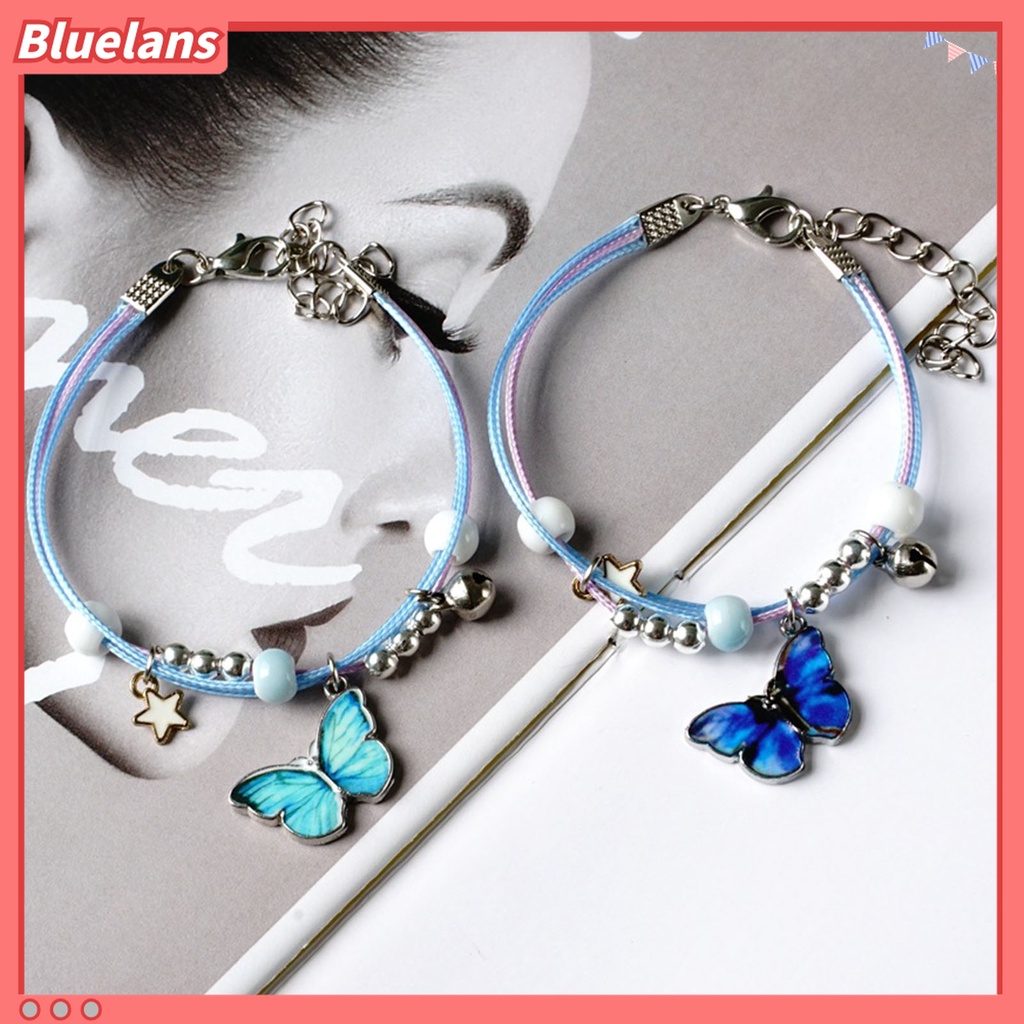 Gelang Tali Kepang Multilayer Desain Butterfly Star Bell Untuk Pria Dan Wanita