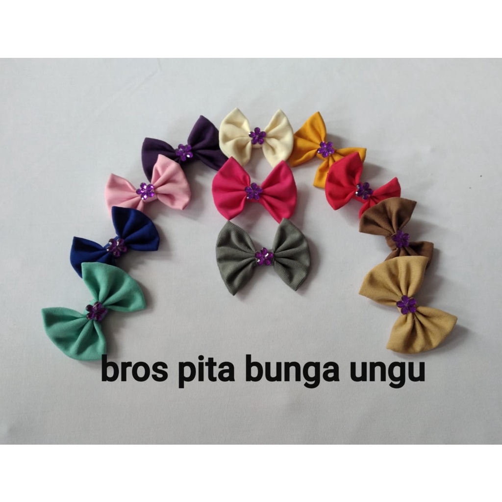Bros Pita manik-manik ungu Mini 3 CM Bross Dada Pita Mini / Souvenir