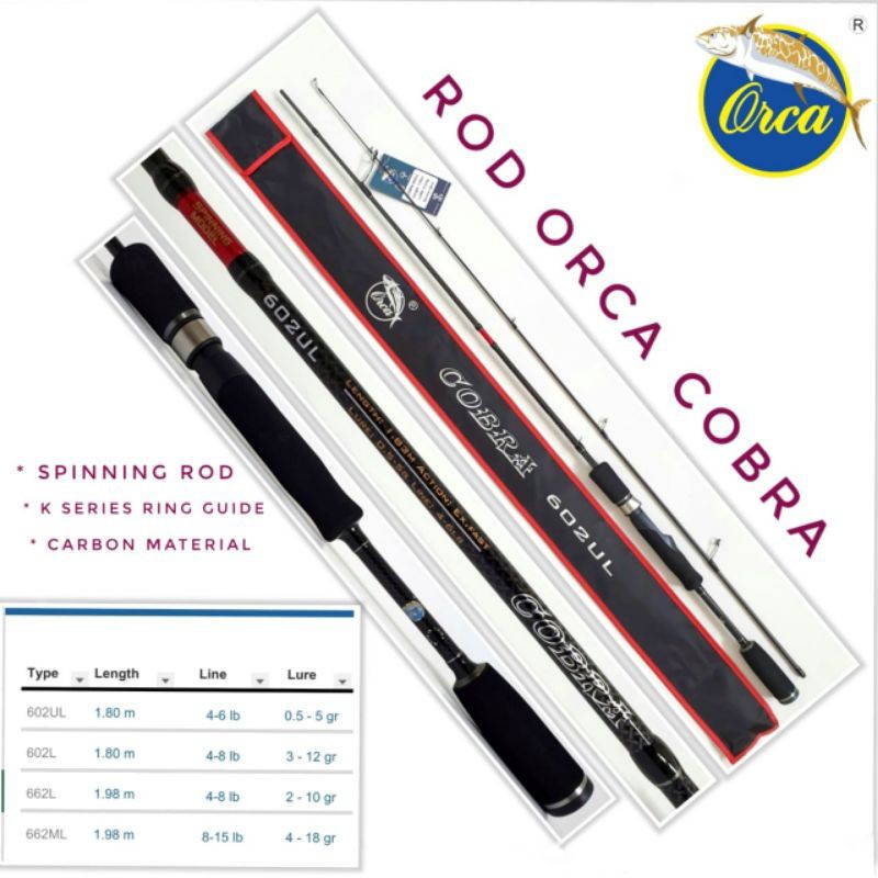 Joran Pancing Spinning Ultra Light Orca Cobra 183 193 Light Medium Light Carbon TERBAIK