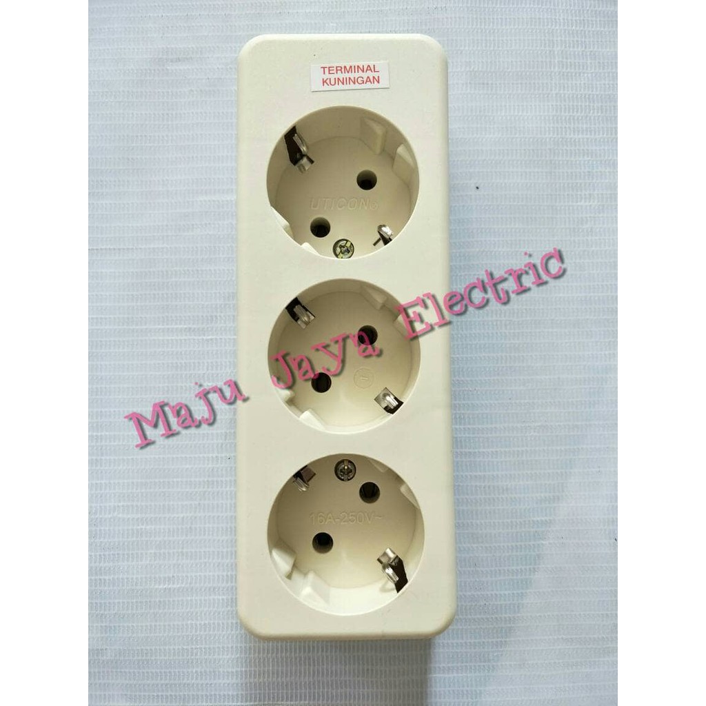Jual StopKontak Stop Kontak Uticon 3 Tiga Lubang Socket OB Outbow Tembok LS1