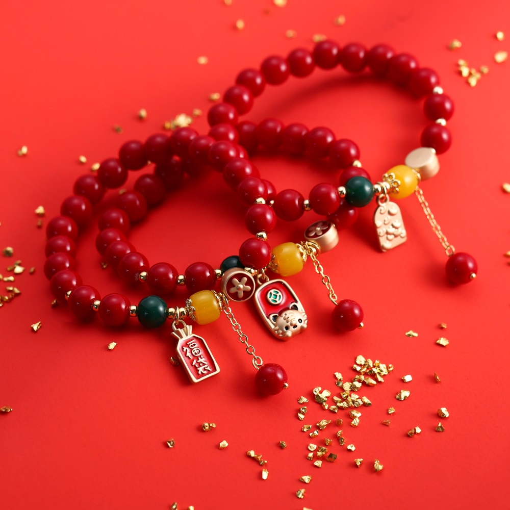 St .Kunkka 1pc Gelang Tangan Kristal CNY Warna Merah Untuk Wanita