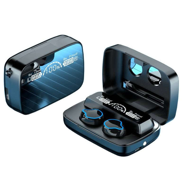 Q32 / F9 LED TWS Bluetooth Headset EDR Wireless Stereo Earbuds With Powerbank For IOS dan Android-M9 Black