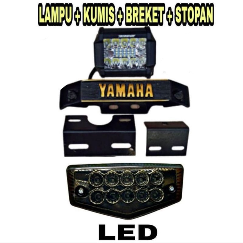 Paket Lampu LED Tembak Stobo Rx-King Set Kumisan Breket Dudukan Plat Nomor Dan Lampu Stop Rx-King