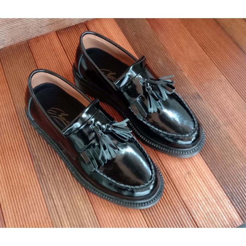 Sepatu Adrian Tessel kulit Asli Jenis hitam glosy lack-ehwan