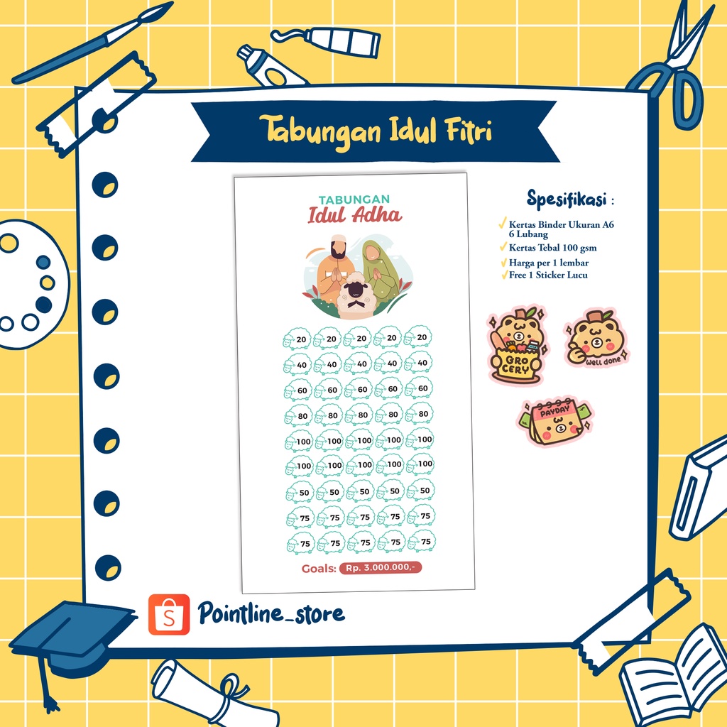 

Tabungan Hewan Qurban / Binder Tabungan Idul Adha A6 / Saving Challenge / Tantangan Menabung