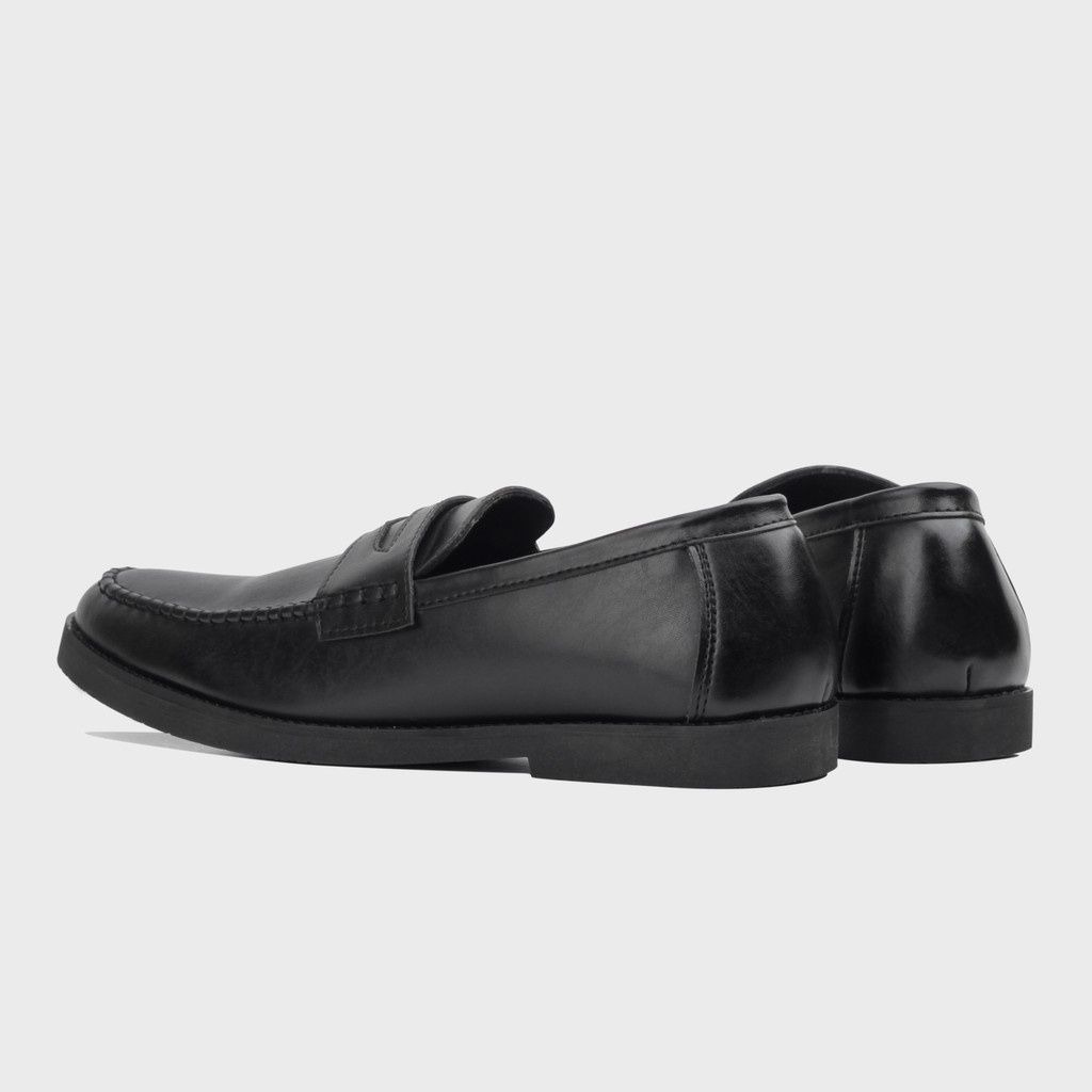 PORTE BLACK ORIGINAL x GIANT FLAMES Sepatu Loafers Full Hitam Pria Slip On Formal Casual Kerja Kantor Slop Resmi Kantoran Pesta Kondangan Selop Jalan Santai Hangout Kuliah Penny Loafer Semi Kulit Premium Big Size Jumbo Ukuran Besar 44 45 Keren Kekinian