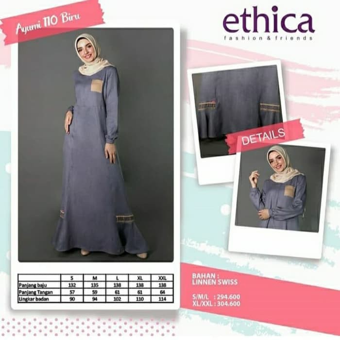 Order Langsung Ethica Ayumi 110 - Baju Muslim Gamis Dress Premium Original Terbaru Terlaris