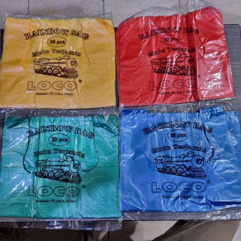 Hd Kantong Plastik Loco Rainbow Warna Warni Ukuran 15 isi 40Lembar dan ukuran 24 isi 30 Lembar