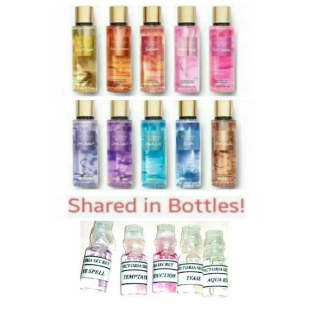 VICTORIA'S SECRET VS MIST SHARE IN BOTTLE OF 3 ML PURE SEDUCTION BARE VANILLA COCXONUT PASSION VELVET PETALS RUSH LOVE SPELL AMBER ROMANCE MIDNIGHT BLOOM AQUA KISS TEMPTATION ROMANTIC FANTASIES IN BLOOM NOIR SUNKISSED MIST PROMO SUPER MURAH LEBAY ORIGINAL