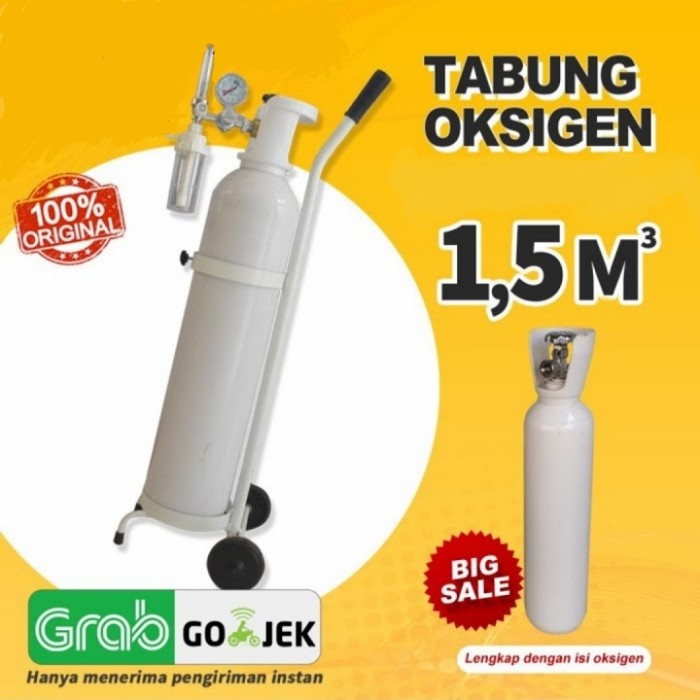 Tabung Oksigen 1.5M3/Tabung oksigen lengkap tinggal siap pakai/alat pernapasan