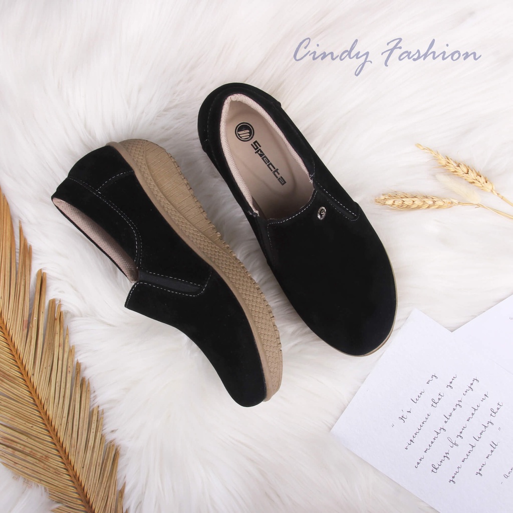 Specta BP 044 / 045 Sepatu Slip On Casual Aqila Wanita Cream Hitam Coklat Abu Tua Pink Putih murah original premium keren-2
