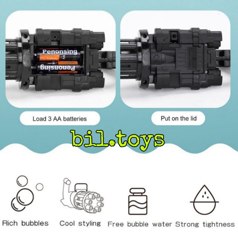MAINAN BUBBLE GUN GELEMBUNG GUTLING ELECTRIC BUBBLE MACHINE GUN MAINAN ANAK LAKI LAKI