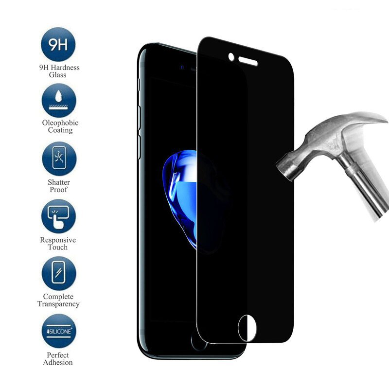 Pelindung Layar Tempered Glass 9h Anti Spy Untuk Iphone X Xr Xs Se 7 8 5 6 S Max Plus 12 11 Pro Max