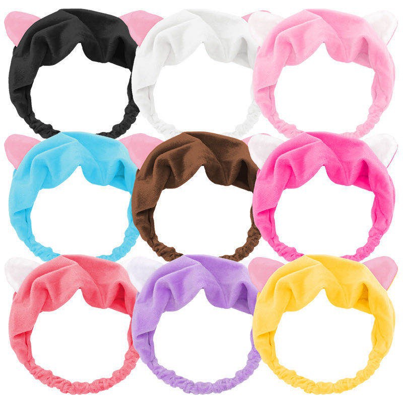 Bando Bandana Korea Import Headband Kain Karet Motif Kuping Kucing Telinga Kelinci Kepala Rambut
