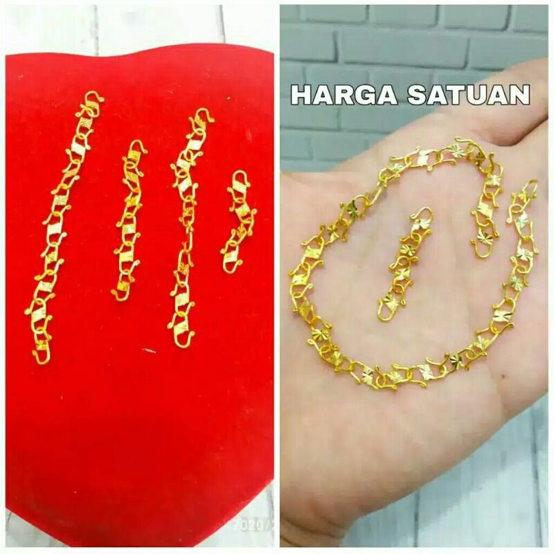 Pengait S / (dapat 2pcs) kait S / pengait kalung emas / xuping lapis emas