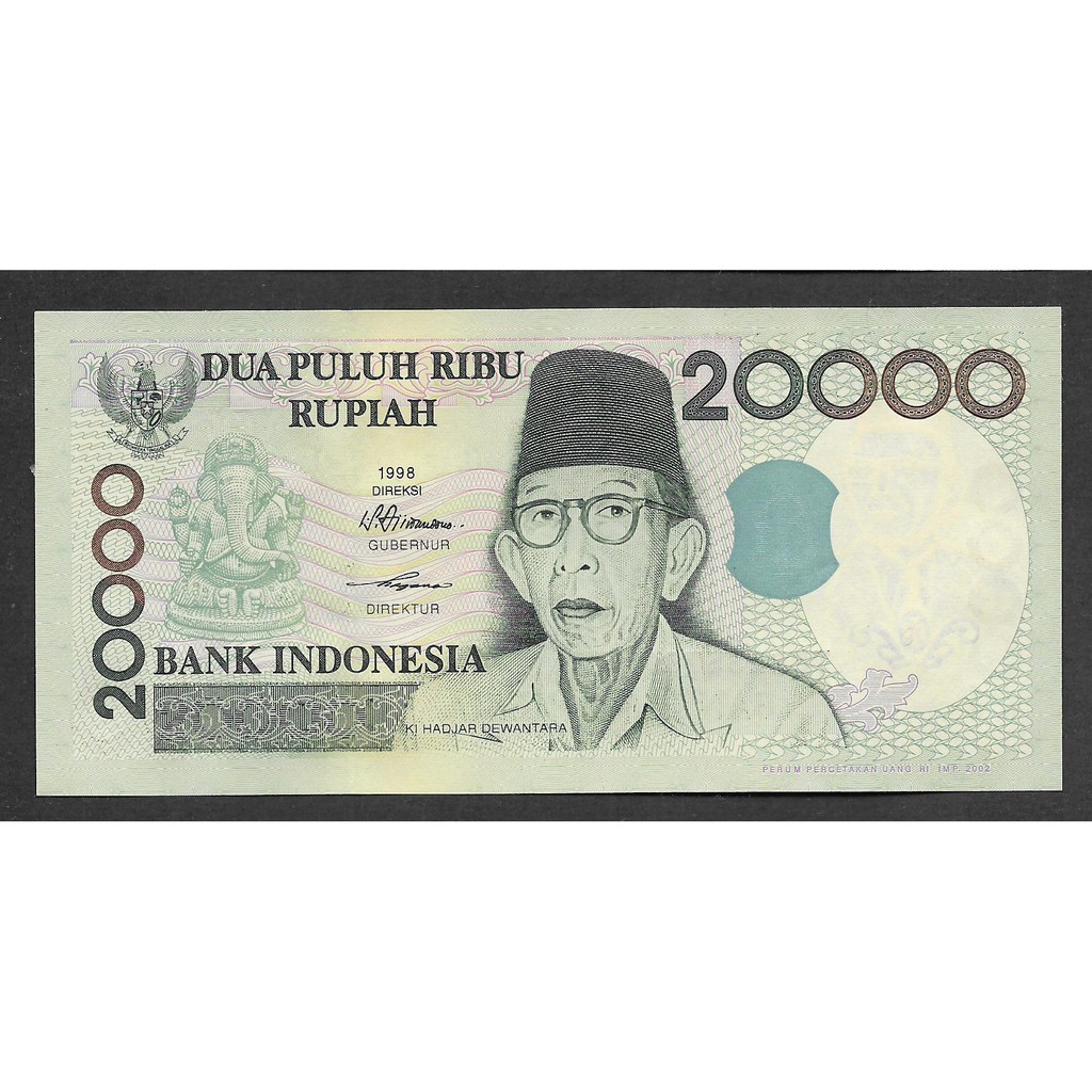 Uang Kertas Indonesia 20.000 Rupiah 1998 Ki Hajar 1998 UNC Baru Gres