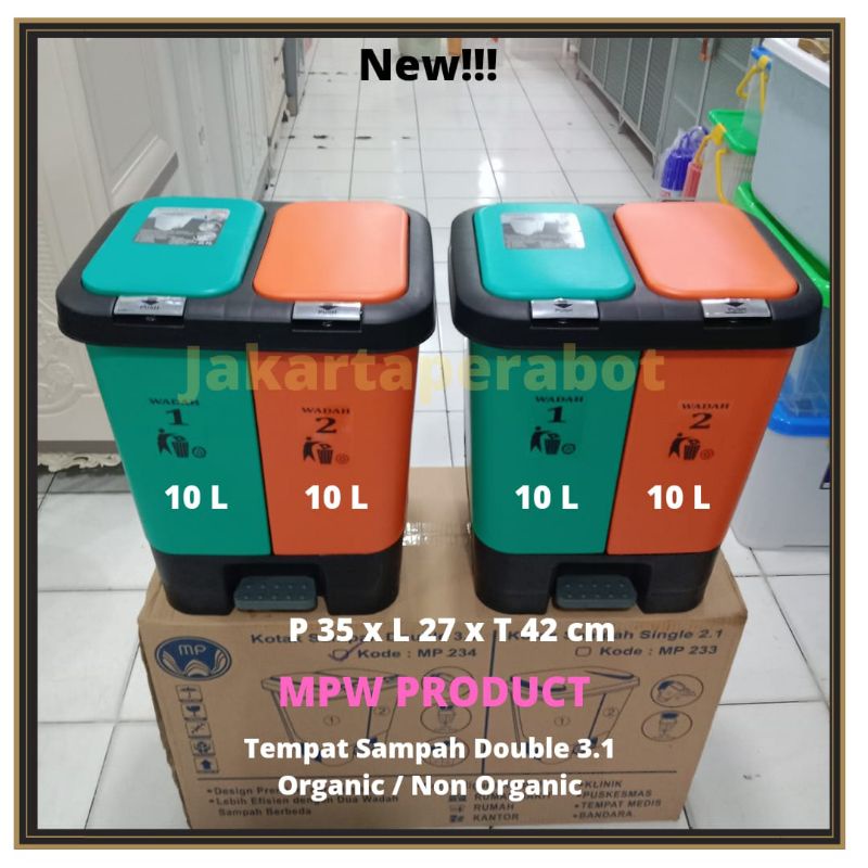 NEW MPW Produck  - Kotak Sampah Injak 20 Liter / Tempat Sampah Injek 2 Warna Wadah Terpisah / Tempat Sampah Medis / Tempat Sampah Kertas / Tempat Sampah Kantor / Tempat Sampah Organic Non Organic