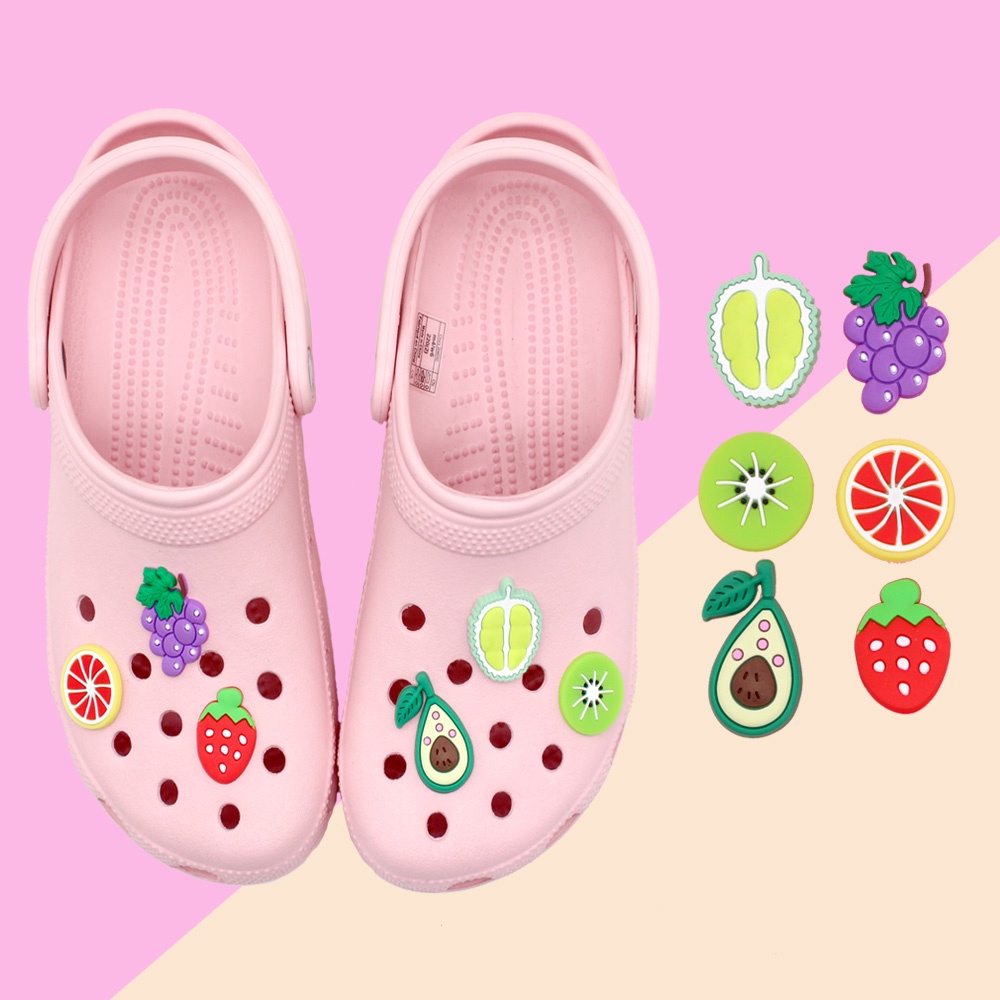 Crocs 6pola buah Shoe Charm Jibbitz Pin imut sandal sepatu accessories Lubang Sepatu DIY decorate untuk Dapat dilepas Bahan