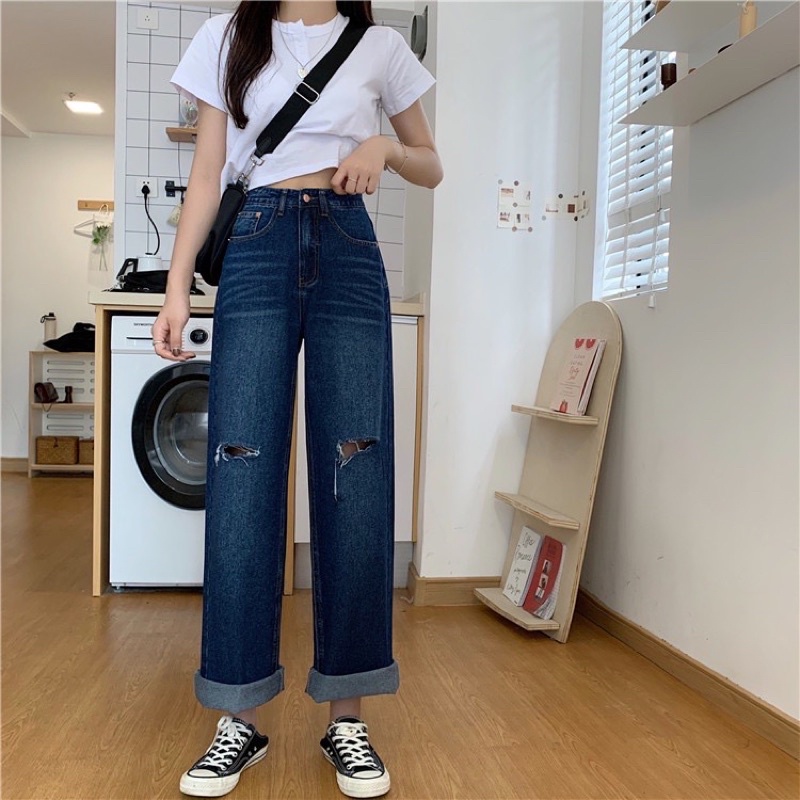 CLOTHIER - Cami Baggy Ripped Jeans | Unisex Light Medium Dark Blue Wide Leg Denim