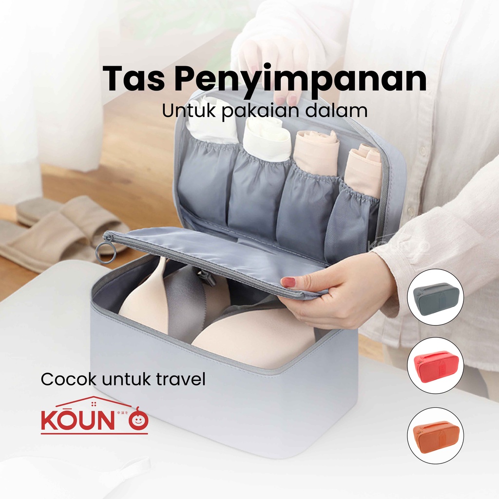 Tas Organizer Travel Pouch Tempat Penyimpanan Pakaian Dalam Bra Celana Dalam Pembalut Serbaguna Traveling Bag Multifungsi Gaya Korea Bahan kain