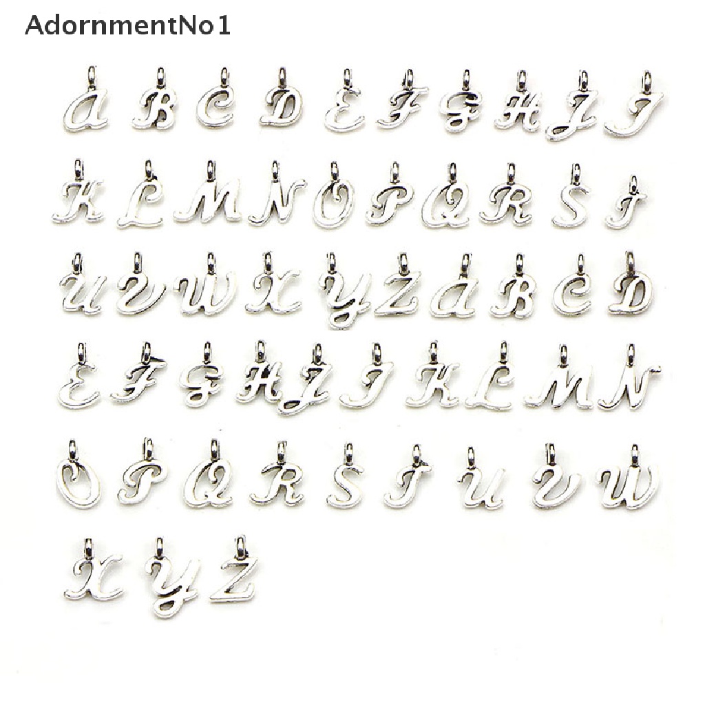 (AdornmentNo1) 52pcs / Set Liontin Silver Tibet Motif 26 Huruf A-Z Untuk Perhiasan DIY