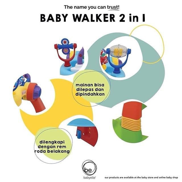 Makassar - Mainan Alat Bantu Jalan Bayi Baby Walker Activity Walker BabyElle 0188 / Colourful Green