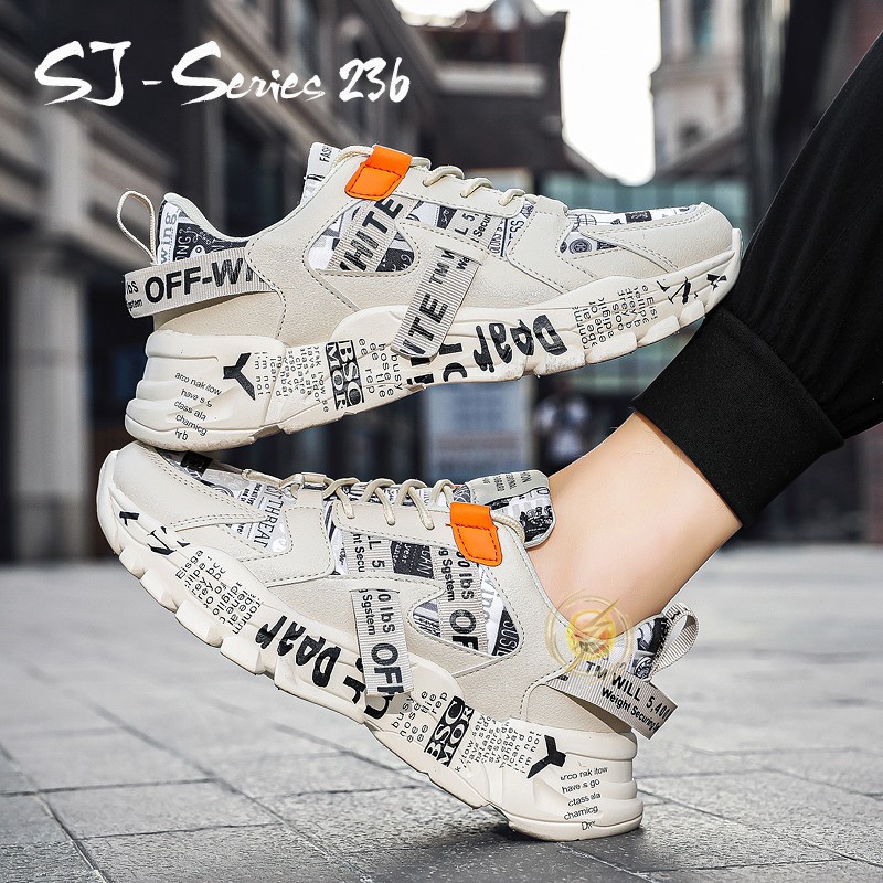 [OOS] (FREE BOX &amp; KAOS KAKI)  Sepatu Sneakers Fashion Pria - Sepatu Casual Hangout Trendy Kualitas Super Premium-236-Brown