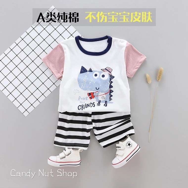 MOBAS OFFICIAL Setelan Anak Fashion Kaos murah anak Baju + Celana Limited Stock dino grands