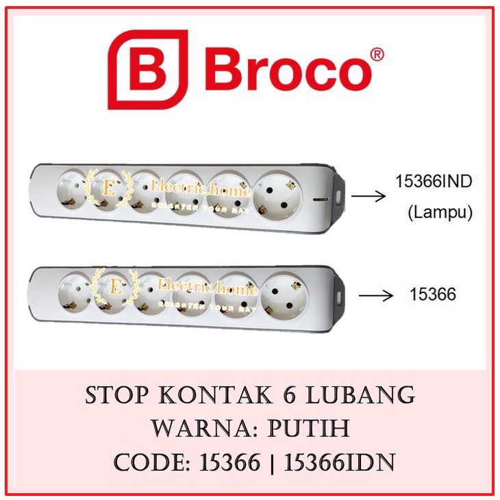 BROCO STOP KONTAK MIRING 6 LUBANG 15366 | 15366IND (LAMPU) HARGA GROSIR SNI ORIGINAL ORI MURAH