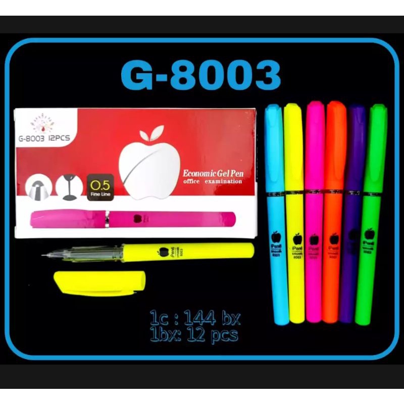 

PULPEN GEL APPLE /GEL PEN OFFICE IPEN G-8003 HITAM 0.5MM